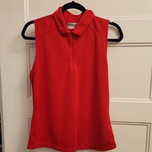 PGA Tour Red Fitted Sleeveless Polo Tank